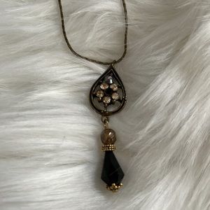 Elegant Black and Gold Teardrop Necklace